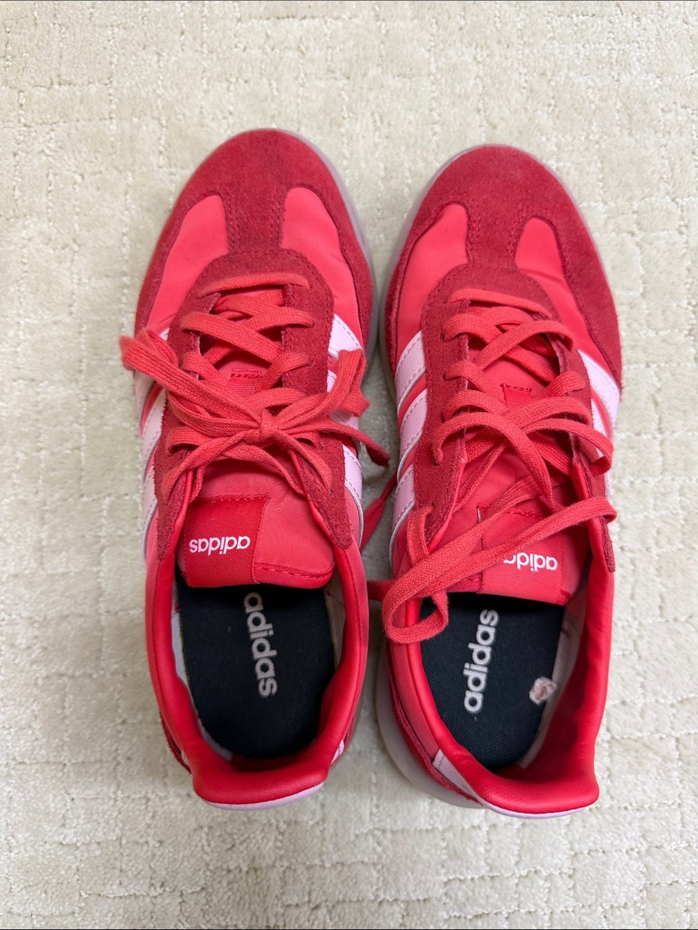 Adidas Red with pink Stripe Casual Trainers.